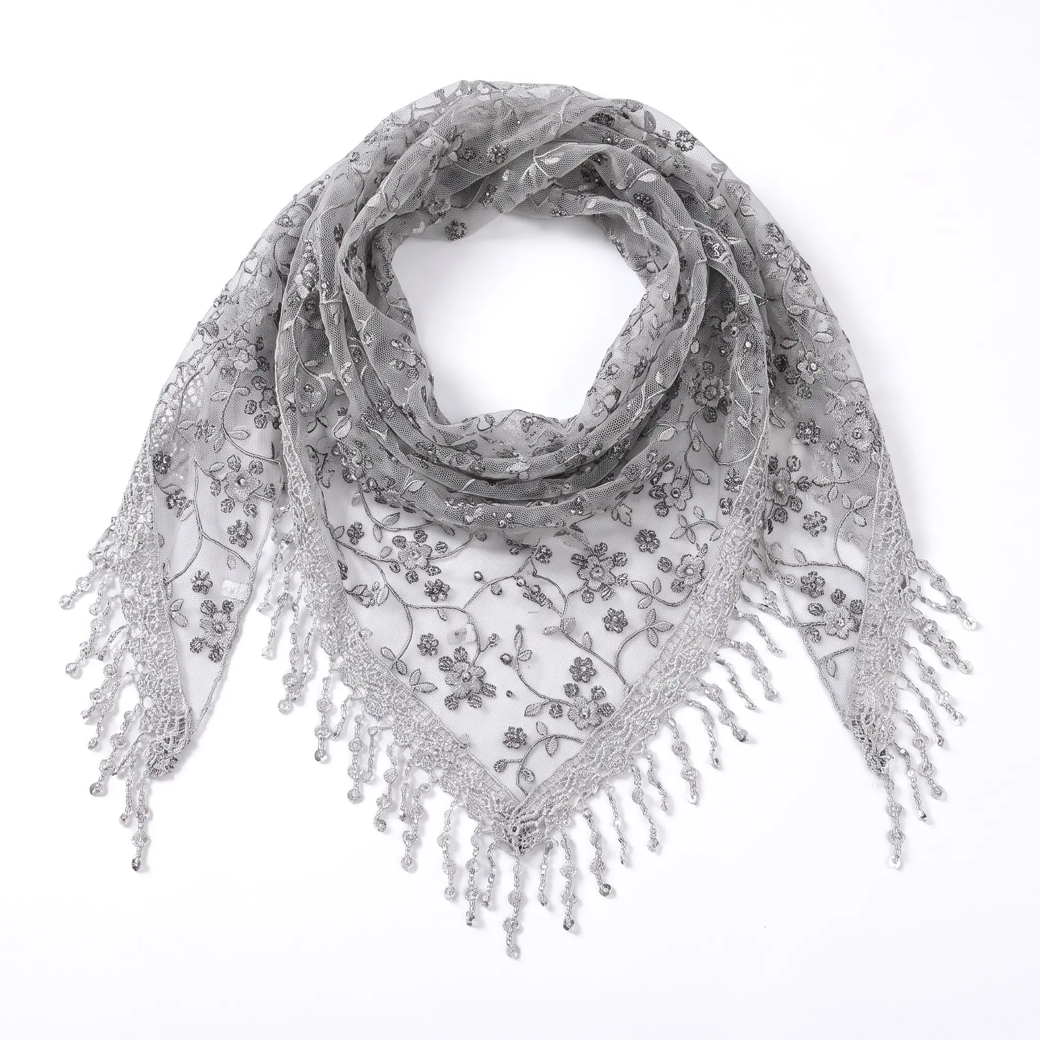 Spring Floral Lace Triangle Scarf Lightweight Breathable Hollow Out Solid Color Women Korean Style Tie Dye Decorative Scarf For Summer Spring Autumn Winter Daily