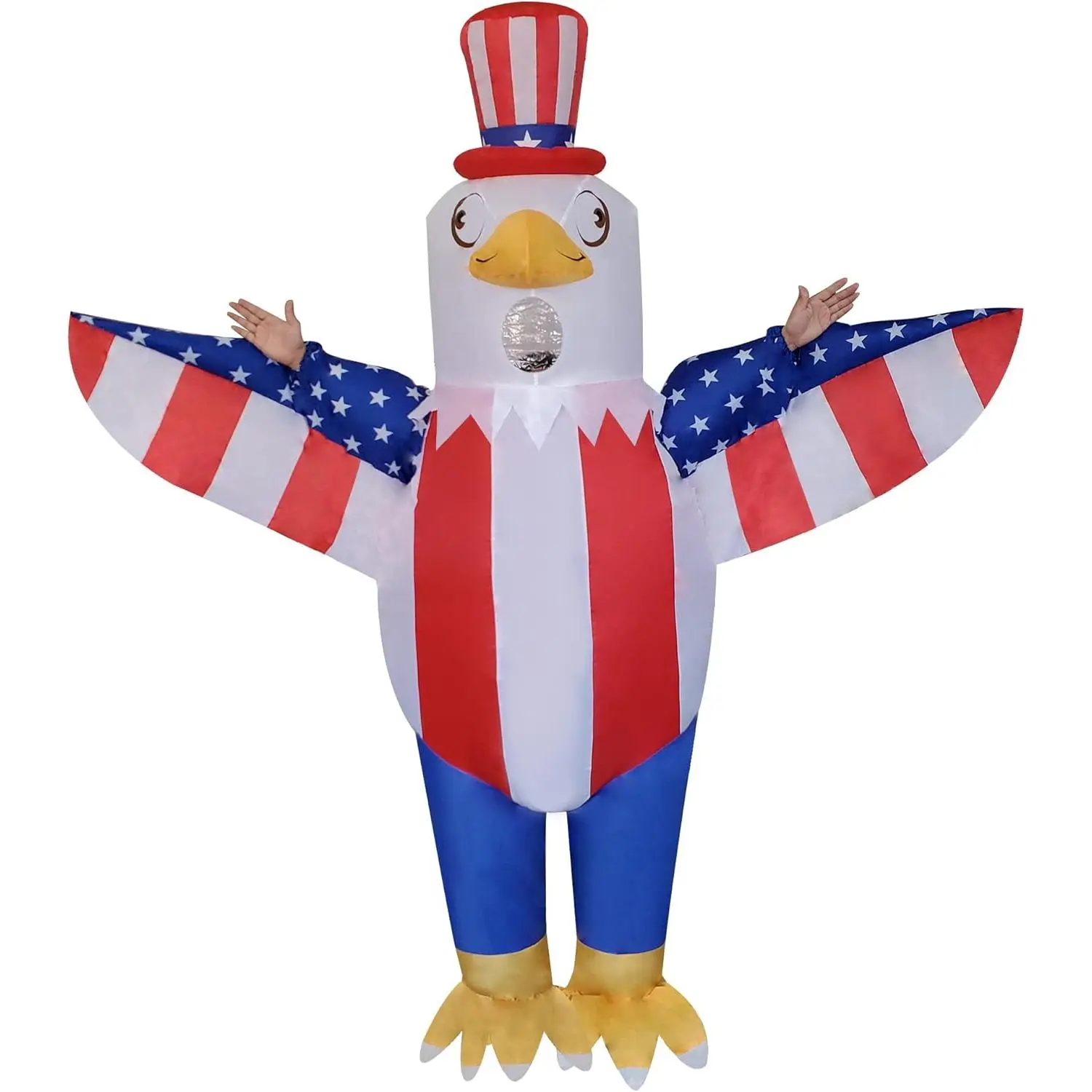 Patriotic Inflatable USA Bald Eagle Costume for Adult 4th of July Eagle Blow-up Costume Independence Day, Large