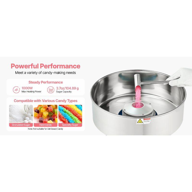 VEVOR Electric Cotton Candy Machine, 1000W Commercial Floss Maker With Cover, Commercial Cotton Candy Machine w/Stainless Steel Bowl Sugar Scoop, Ideal for Carnival, Birthday, Family Party, Blue VEVOR Electric Cotton Candy Machine, 1000W Commercial Floss Maker With Cover, Commercial Cotton Candy Machine w/Stainless Steel Bowl Sugar Scoop, Ideal for Carnival, Birthday, Family Party, Blue