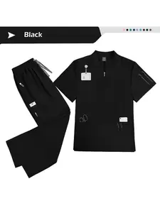Men’s Frosted Pet Doctor Hand Wash Suit Elastic Isolation Overall Clinic Workwear Set for Animal Hospital