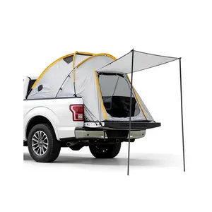 Truck Bed Tent with Awning Waterproof Pickup Camper Shelter Double Layer Oxford Fabric 2 to 3 Person Portable Truck Camping Tent for Road Trips