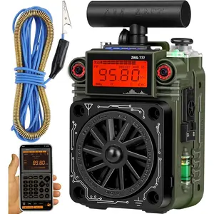 AM FM Shortwave Radio with  and NOAA Alert, Small Rechargeable Radios with APP Control, Bass, SOS , Preset, T-Type Antenna,  w/ 9.9 Ft Wire Antenna for Camping ZWS-777