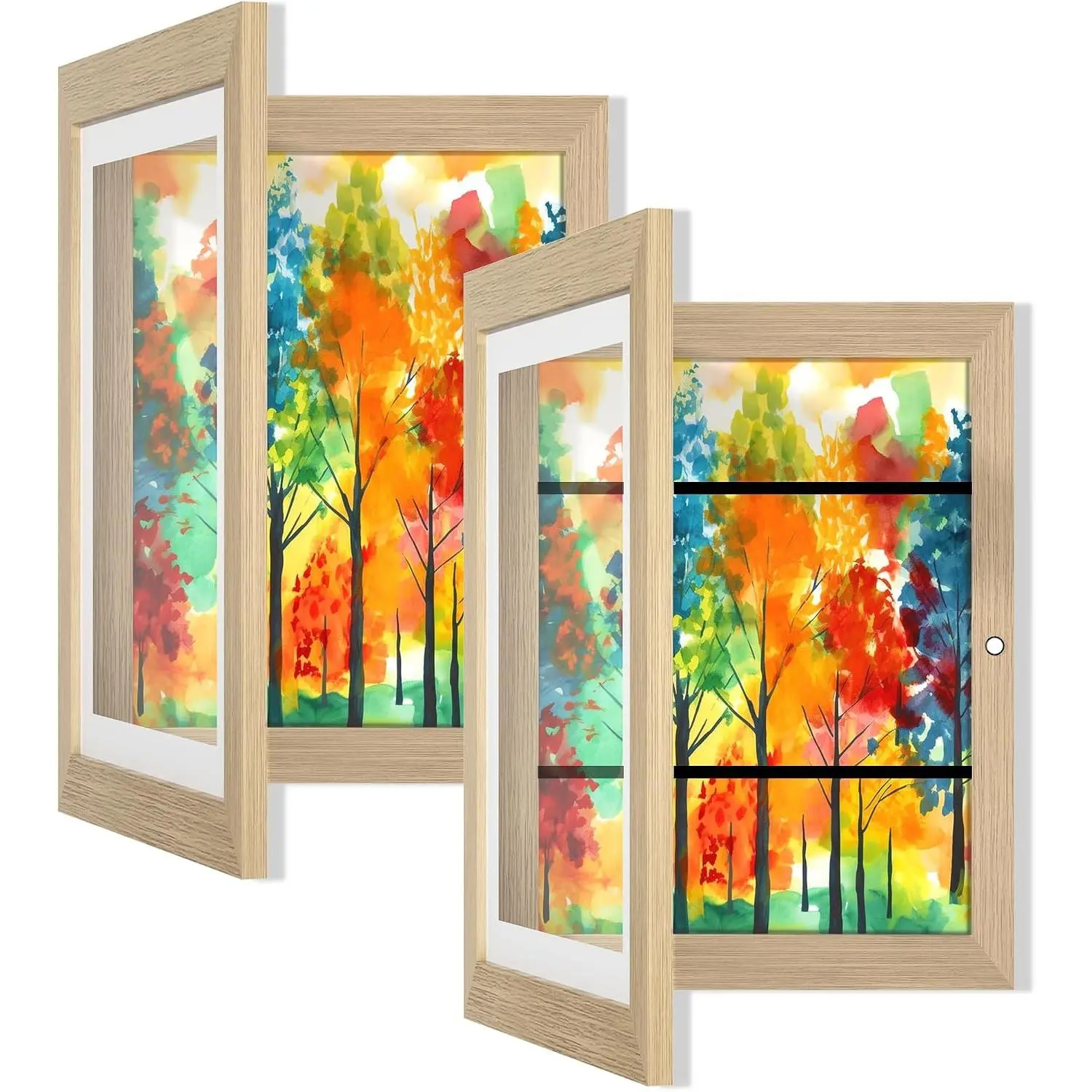 Kids Changeable Art Frames, Front Opening Changeable Artwork Picture Display Frames 11.8X8.5 Holds 100 A4 Pcs, Artwork Display Storage Frames for Children, Home and Office, Wood