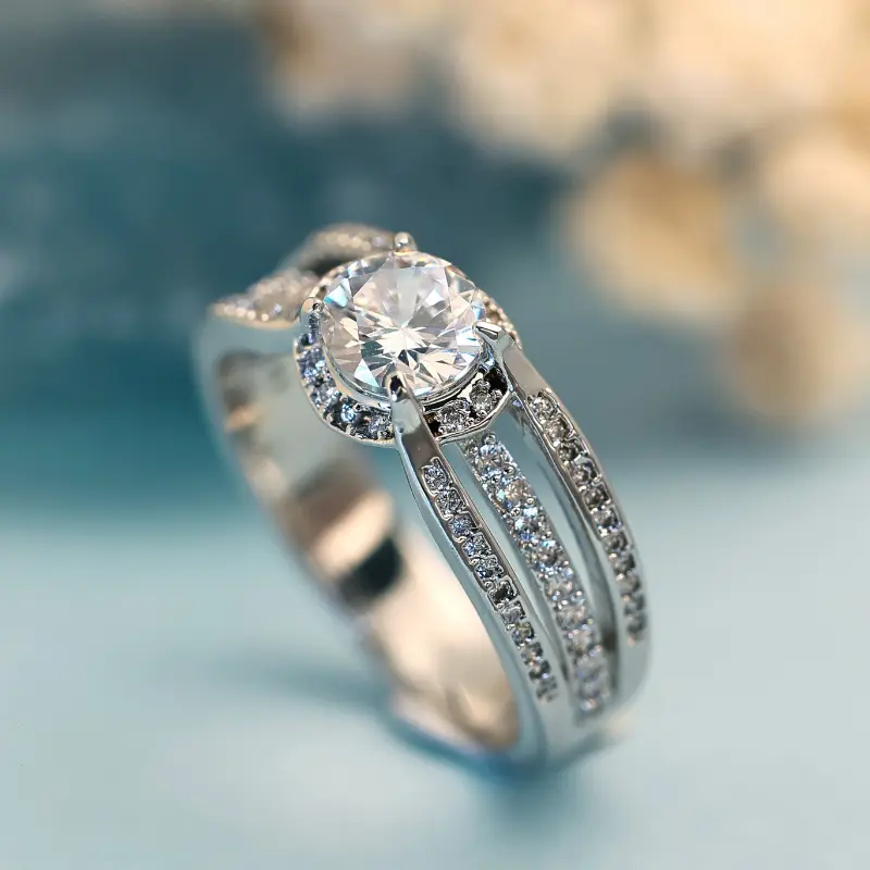 Cubic Zirconia Couple Rings, Minimalist Luxury Gem-Laden Engagement Ring Set, Exquisite Trendy Fashion Jewelry for Valentine's Day, Exquisite Trendy Ring, Cubic Zirconia Rings