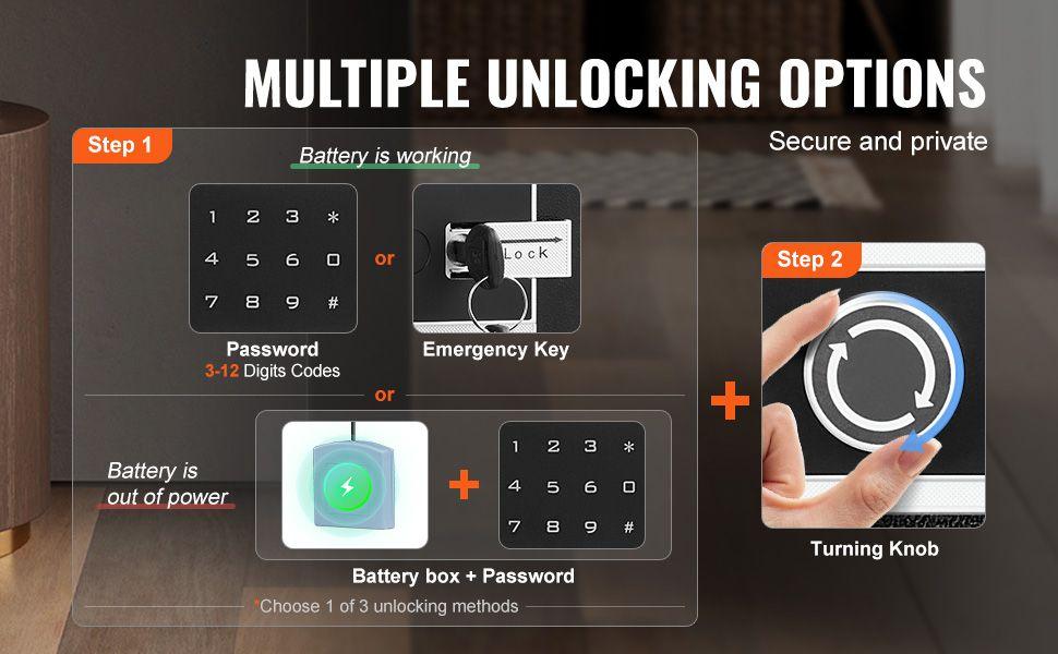VEVOR Double Door 4.5 cu.ft Safe Box with Key Lock Password Fireproof Bag Black,organize cash, passports, jewelry, gold, watches and documents