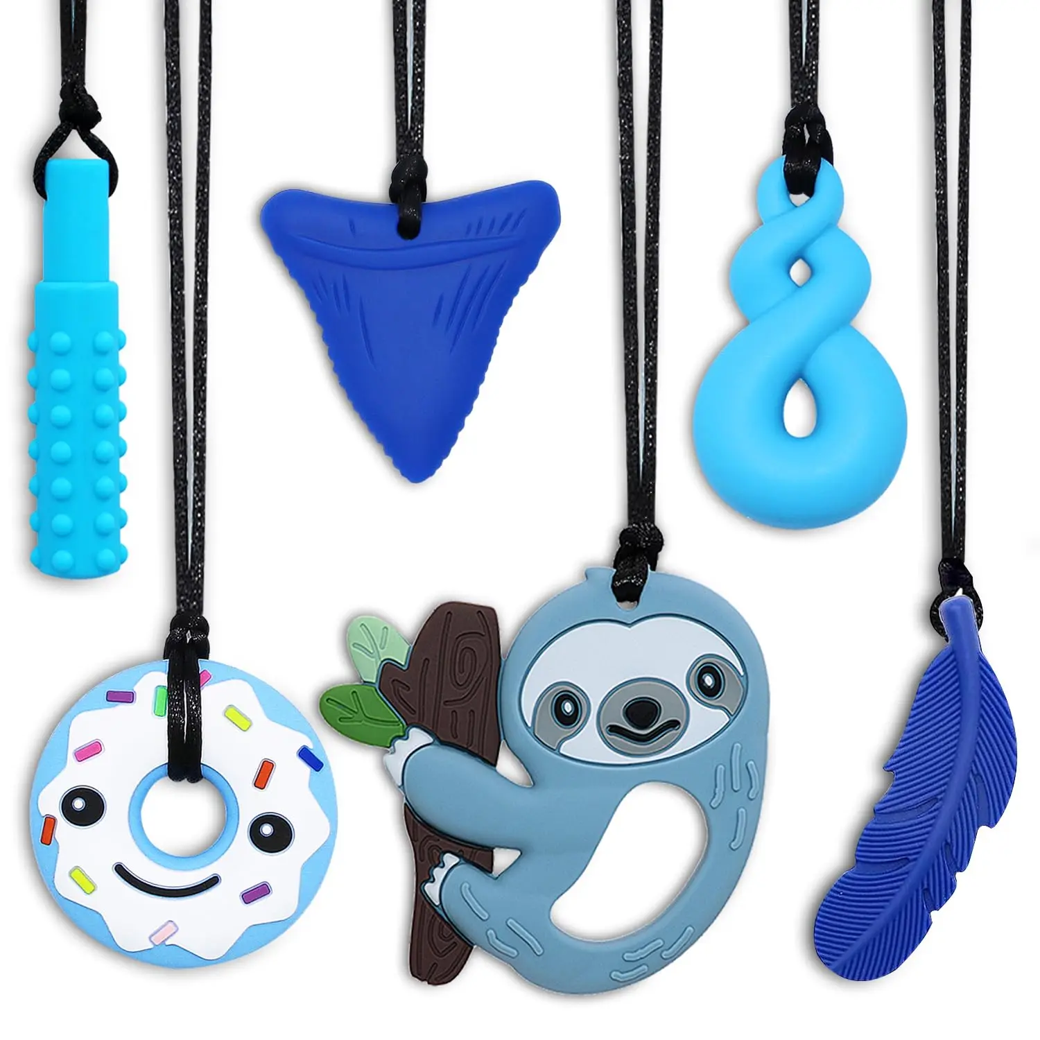 Chew Necklaces for Sensory Kids Boys Girls, 6 Pack Chewy Necklace Sensory Toys for Kids with Autism, Silicone Oral Motor Aids Chew Toys for Children Adults Reduce Fidgetingfidget toys