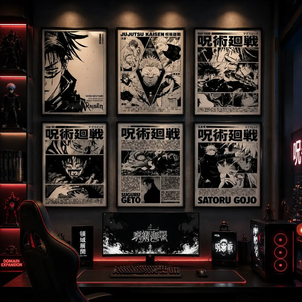 Jujutsu Kaisen Anime Poster, Japanese Manga Canvas Wall Art Print, Aesthetic Waterproof Artwork Decor for Bedroom Living Room Bar Hallway, Modern Anime Room Decoration, Otaku Collectible Wall Poster, Gift for Anime Fans