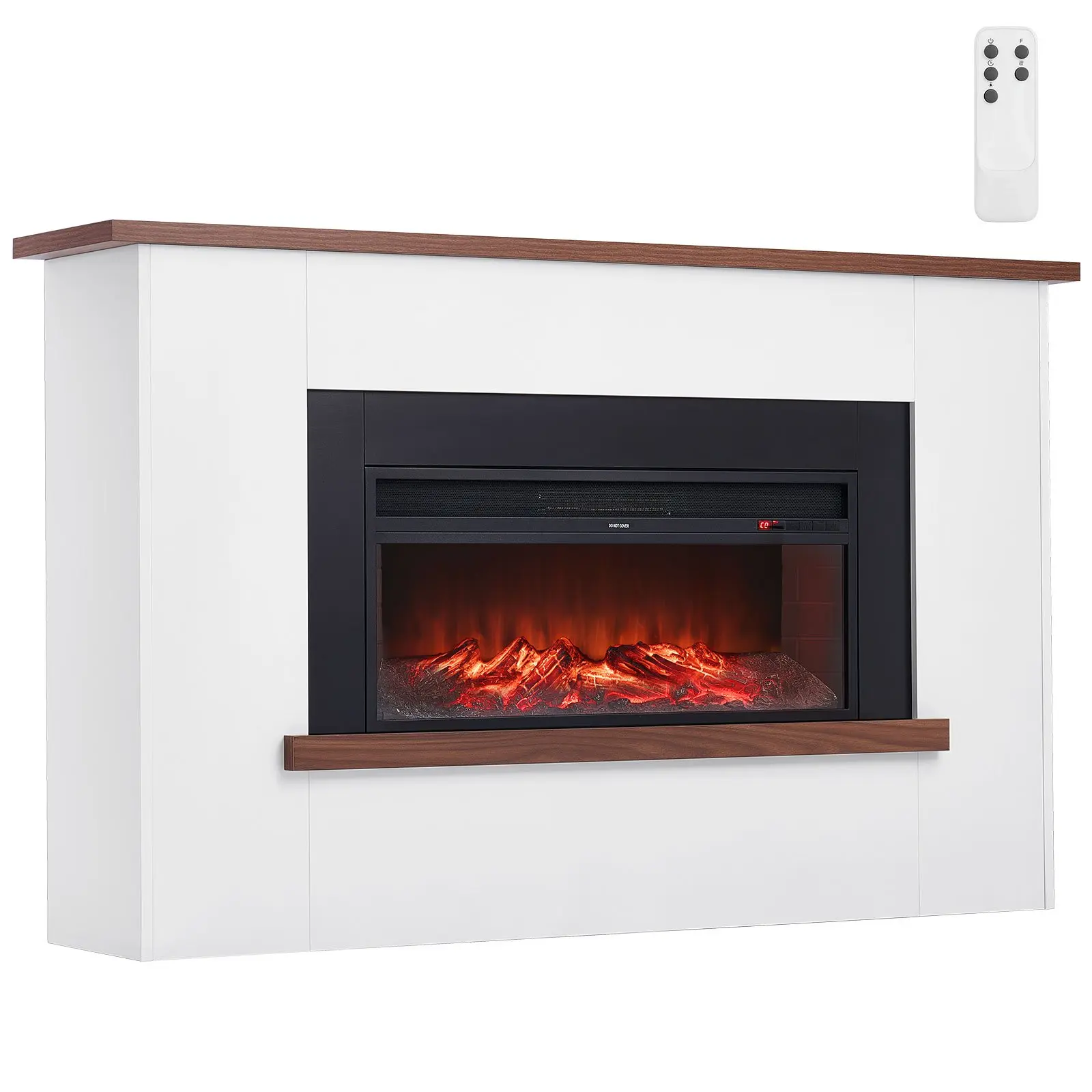 【Summerfinds】VEVOR 65.5 inch Freestanding Fireplaces, 1500W 5120BTU Fake Electric Fireplace Stove Heater with Mantel, Overheating Protection, Adjustable Flames, Timer, Remote, for Living Room, Bedroom