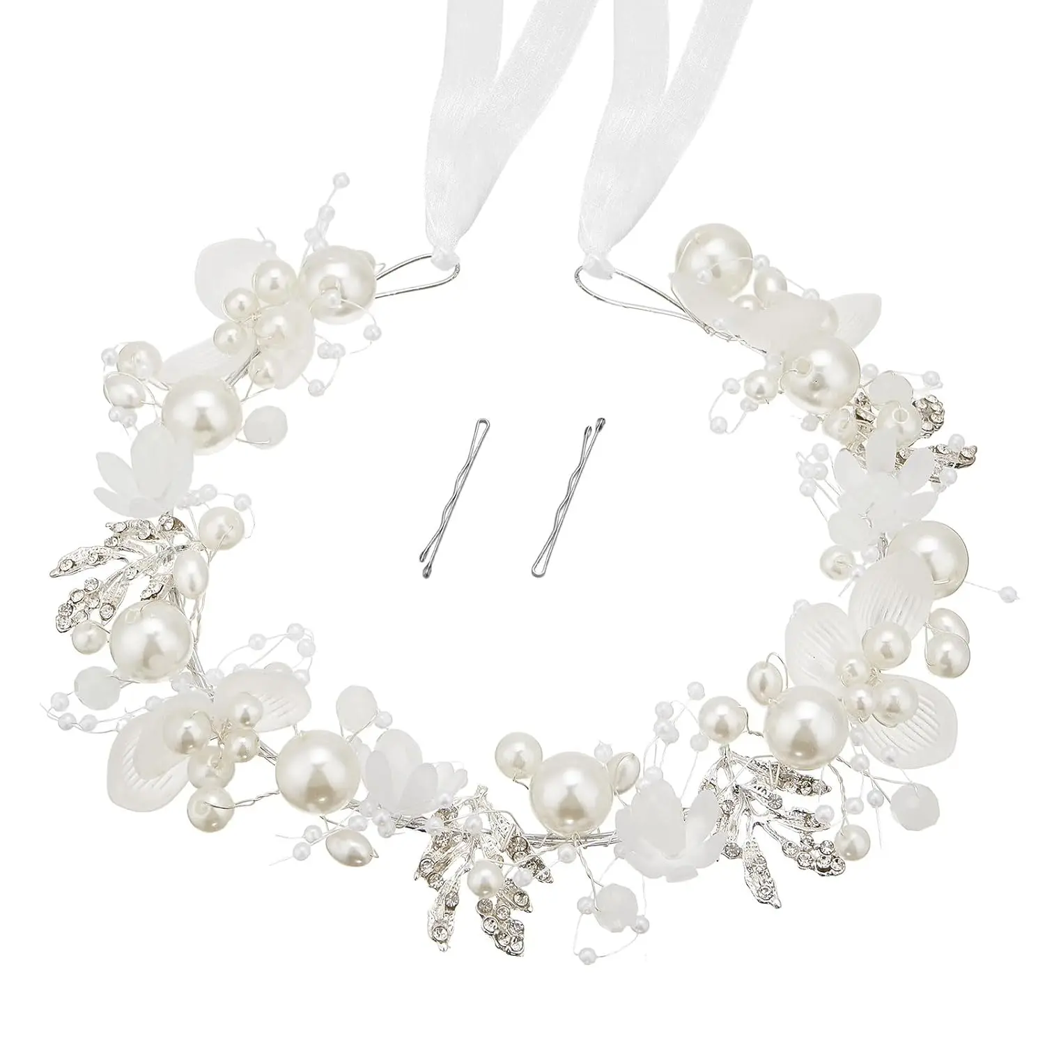 Girls' Princess Pearl Flower Headpiece - Wedding Hair Accessories for Bridal Ceremony, First Communion Events, Style8