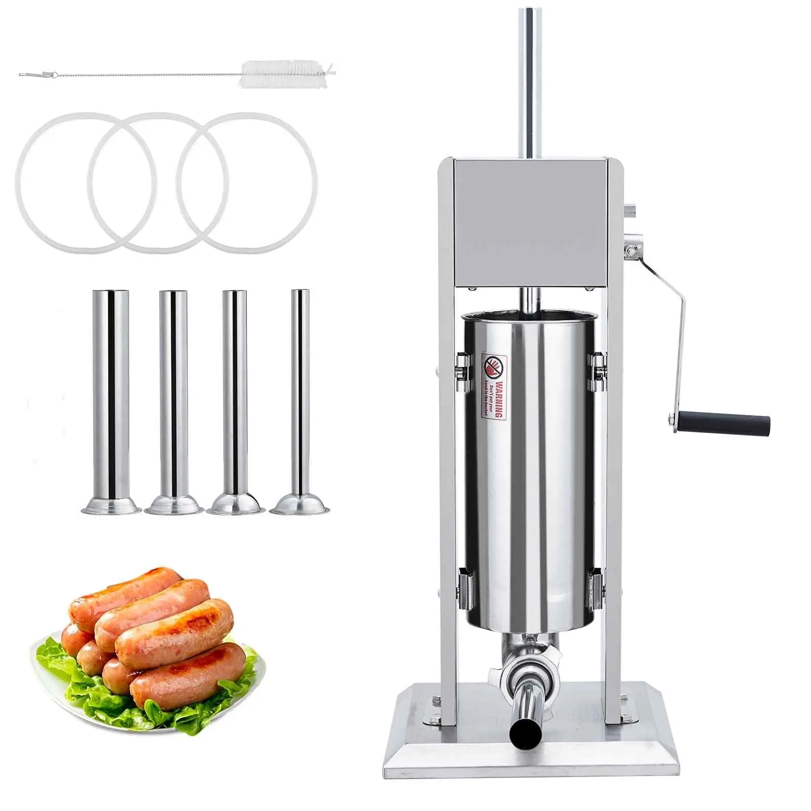 Christmas DealGARVEE Manual Sausage Stuffer 22LBS/10L Meat Maker Machine with Dual Speed, Stainless Steel Heavy Duty Sausage Filler Featuring 4 Stuffing Tubes for Commercial and Home Use