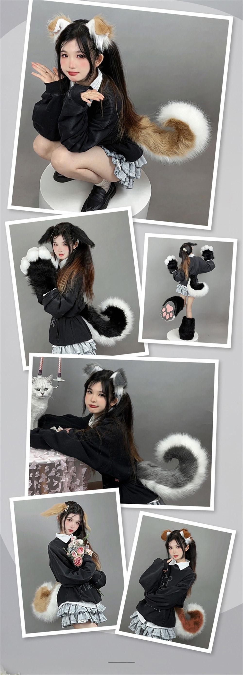 5 Colors Shepherd Dog Tail Cute Furry Animal Shiba Tail Waist Ornament Party Costume Pet Puppy Plush Tail Cosplay Accessories Masks Red