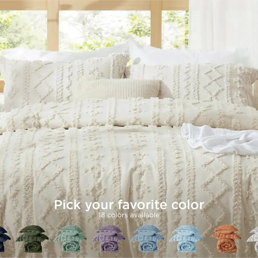 Bohemian Style Bedding Set, Includes Duvet Cover, Pillowcase, and Bed Skirt, Soft Comfortable Fabric, Vintage Lace Embroidery, All Seasons