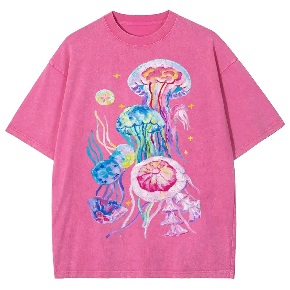 Watercolor Rainbow Jellyfish Sea Life Vintage Tee 90s Graphic Tees Men's t Shirts Graphic Tee t Shirts Funny Graphic Tee Good Graphic Tees Men's Graphic Tees Streetwear Outfits Men Vacation Outfits Tshirt Men Menswear Tops