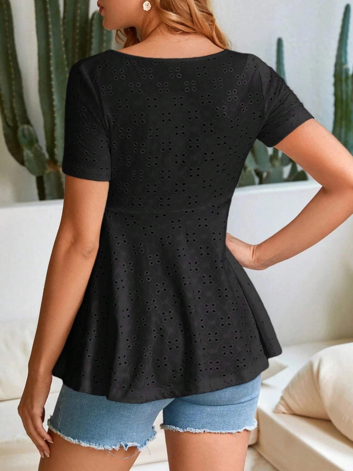 Maternity short-sleeve casual sports black T-shirt for summer