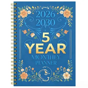 2026-2030 Monthly Planner/Calendar - January 2026 to December 2030, 5-Year Monthly Planner, Blue Flower Themed Cover Design Notebook, Yearly Calendar Planning, Monthly Tabs, 60-Month Calendar, 5.5 x 8.3 inches, Thickened Paper, Elastic Cover, Durable Doub
