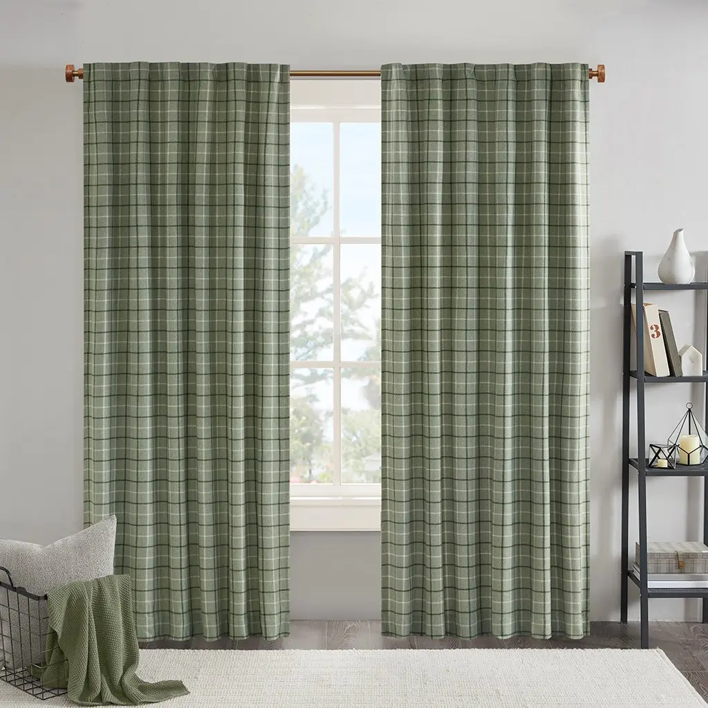 Nokaa Plaid Faux upholstered Tab Top Curtain Panel with Fleece Lining, Single Panel Window Treatment for Living Room Bedroom, Insulated Thermal Blackout Curtain, Rustic Farmhouse Decor, 50x84 Inches, Multicolor