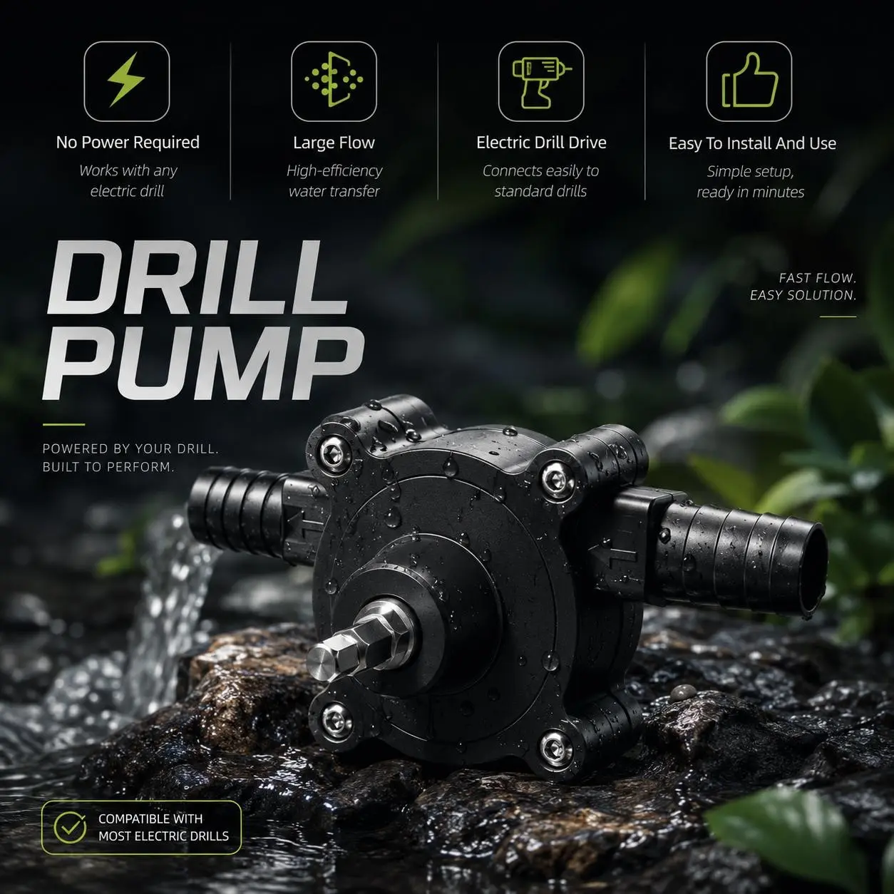 Drill Powered Portable Self-Priming Centrifugal Pump, Mini Hand Drill Driven Transfer Pump, Dual Purpose Suction Pump for Water, Diesel, Kerosene