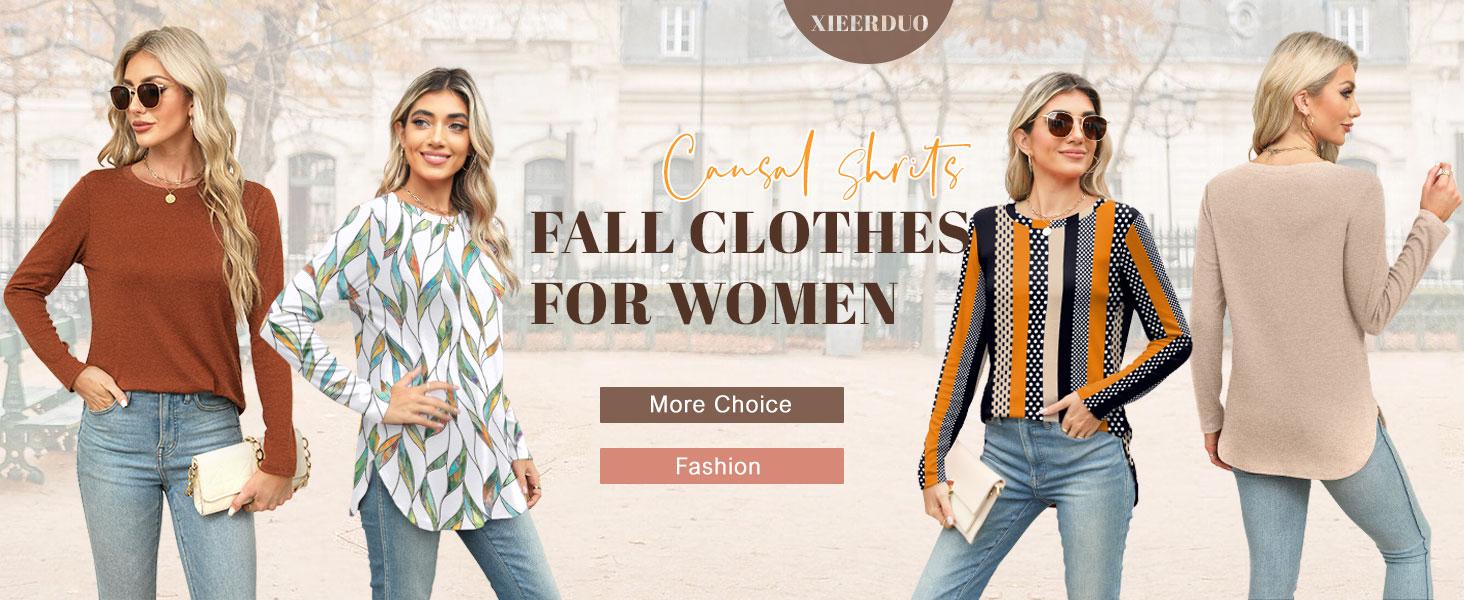 Wiholl Womens Long Sleeve Round Neck Shirts Side Split Basic Loose Tunic Tops Casual 2025 Crewneck Womenswear SpringStatements