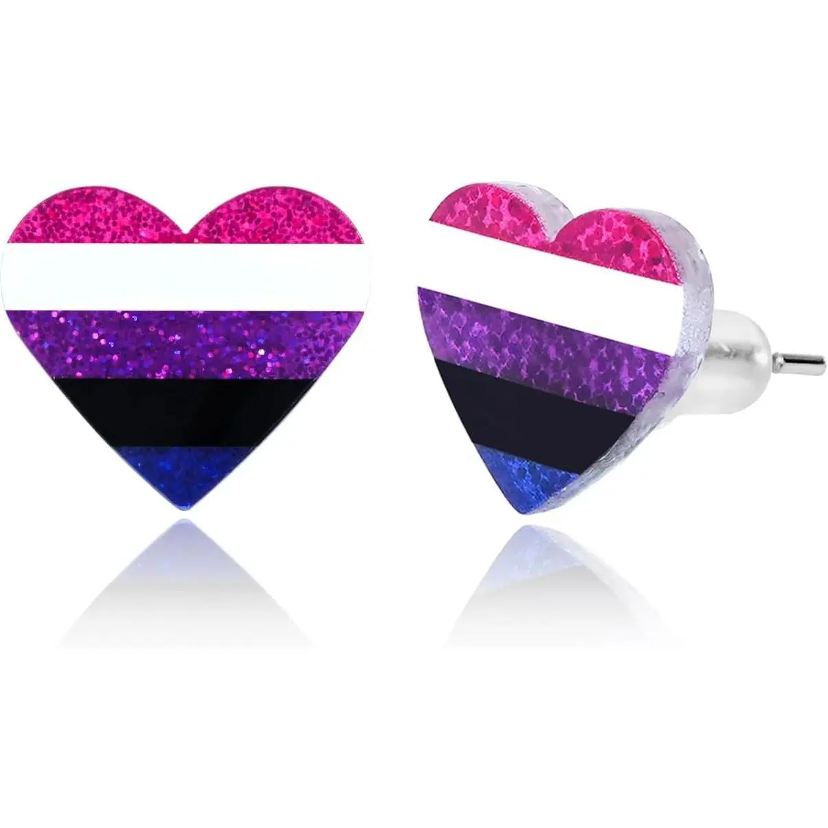 LGBTQ+ Rainbow Heart Pride Earrings for Women Men  LGBT Progress Flag Heart Earrings Bisexual Trans Nonbinary Lesbian Pansexual Rainbow Pride  Accessories