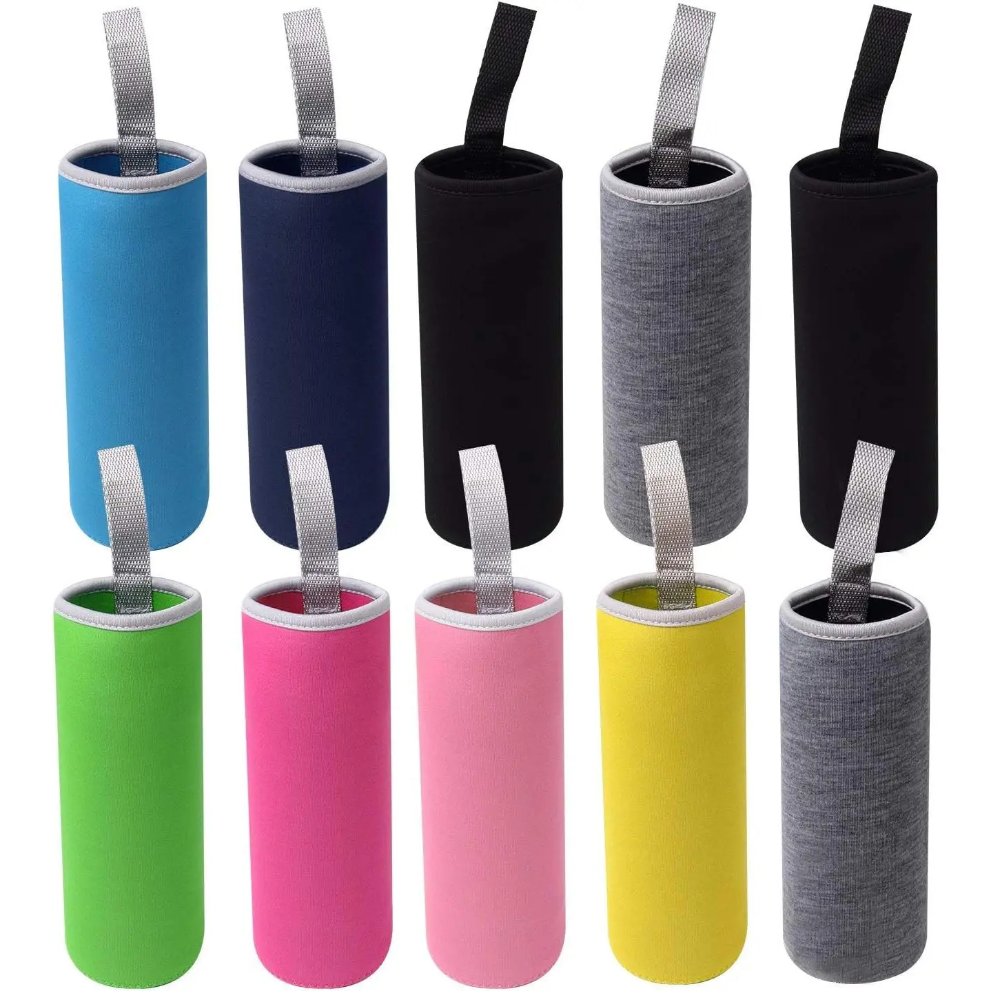 10-Pack Neoprene Water Bottle Sleeves - 12oz-18oz Insulated Covers for Glass, Plastic Bottles, Fishing, Swimming Use, with Cute Hole, Dark, Grey (Multi-Color)