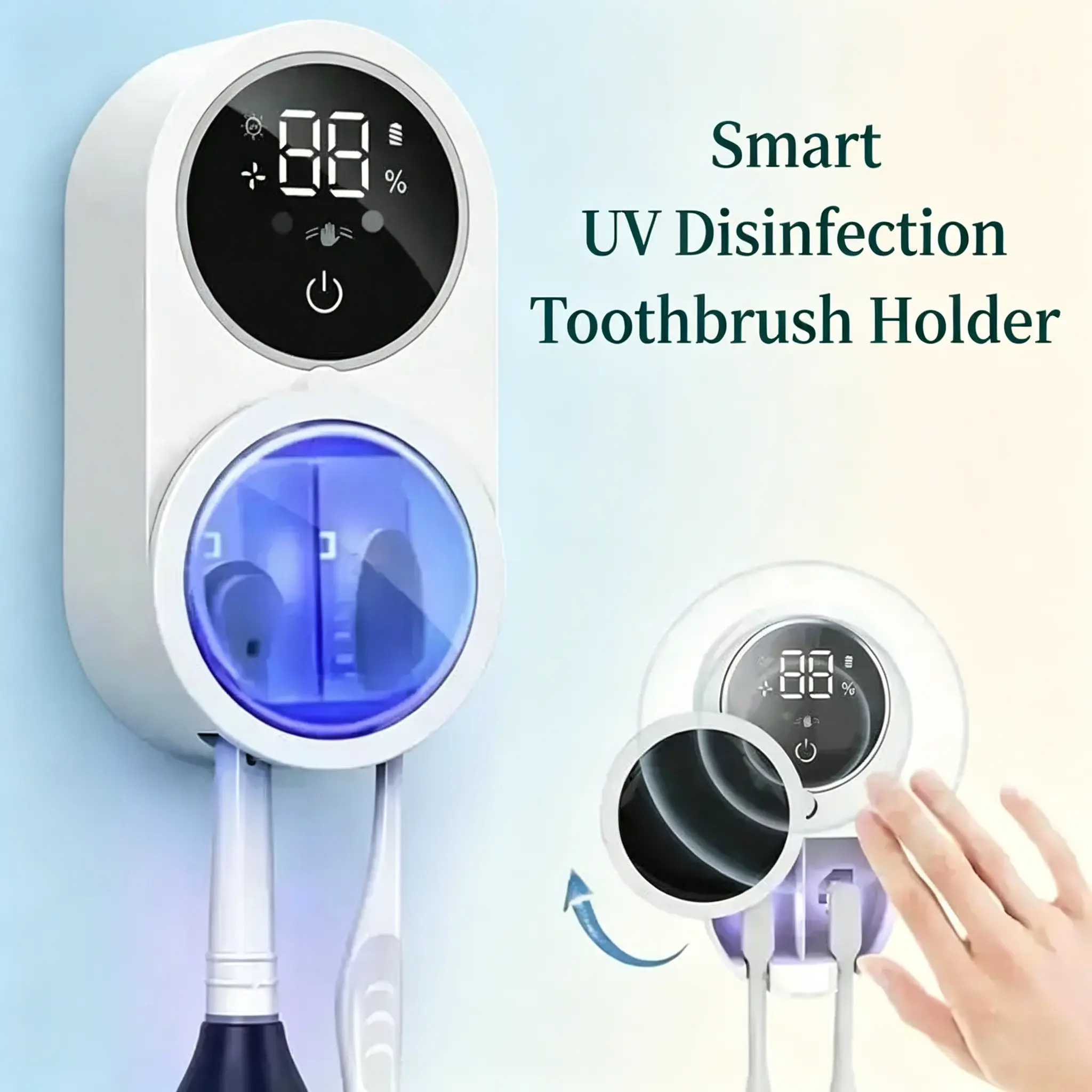USB Charging Toothbrush Disinfector Box, Smart Wall Mount Toothbrush Holder, UV Toothbrush Sanitizer, Automatic Induction Bathroom Toothbrush Storage Accessory#GLOBAL PICKS