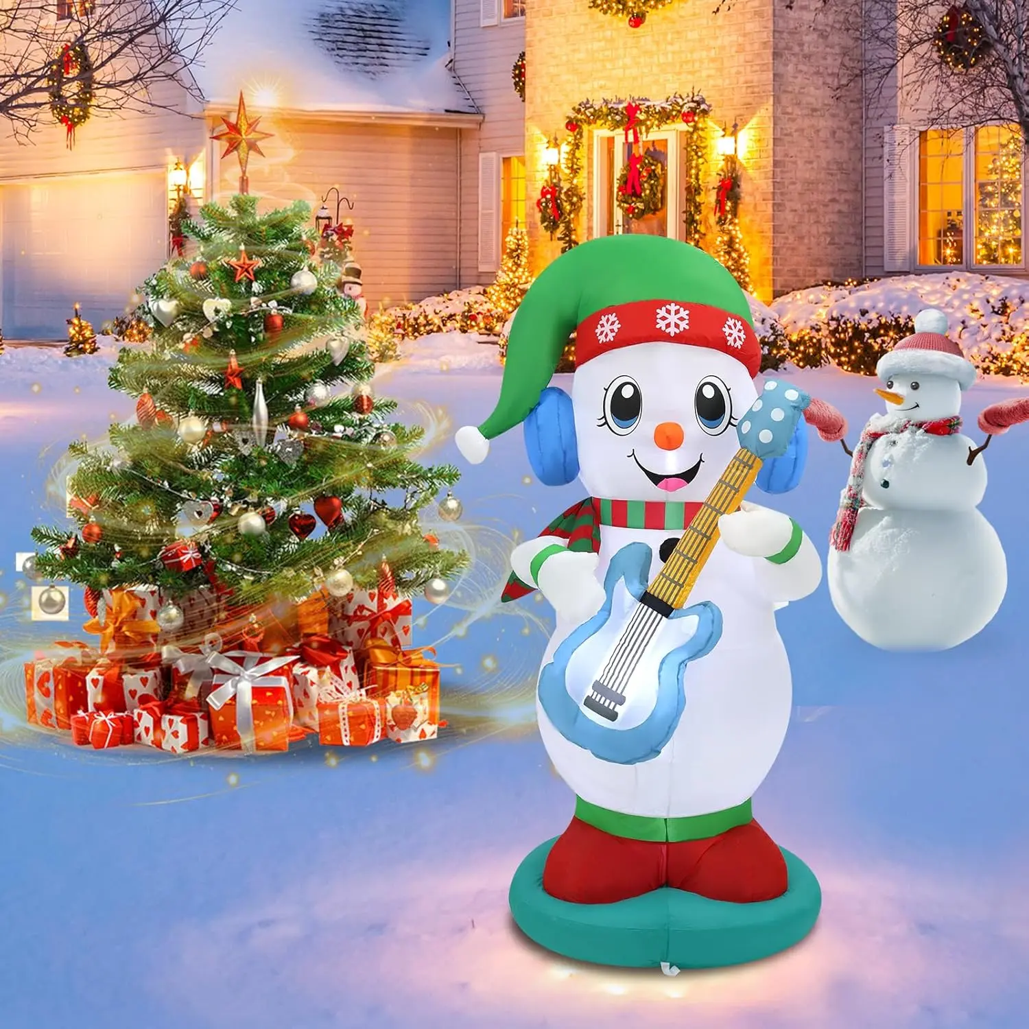 6ft Christmas Inflatable Outdoor Decorations, Snowman Playing Guitar Inflatable Patio Decorations with LED Lights for Indoor Outdoor Patio Garden Christmas Decorationsfidget toys