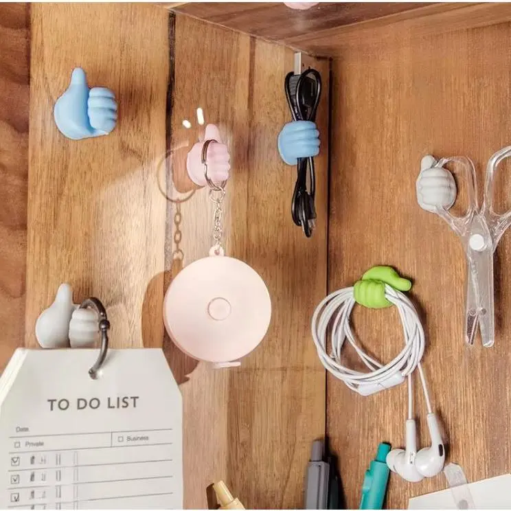 30/50PC Multifunctional Thumb Hook Organizer - Thumbs Up Design Wall-Mounted Cable & Accessory Holder with Colorful Hooks for Bathroom, Kitchen, Desk - Durable Plastic Cord Organizer (No Screws/Easy Installation) - Space-Saving Storage Solution