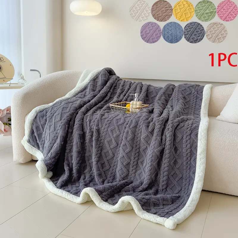 New Diamond Pattern Lambswool Blanket with Thick Cozy Warmth Soft Skin-Friendly for Bedroom Living Room Office Napping Sofa Blanket