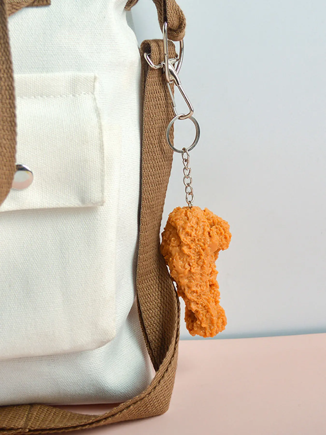 Cute Gothic Y2K Chicken Leg Keychain, Fried Chicken Wing Pendant, Potato Chip Bag Charm, All-Seasons Casual Style Accessory, Keychain Accessories