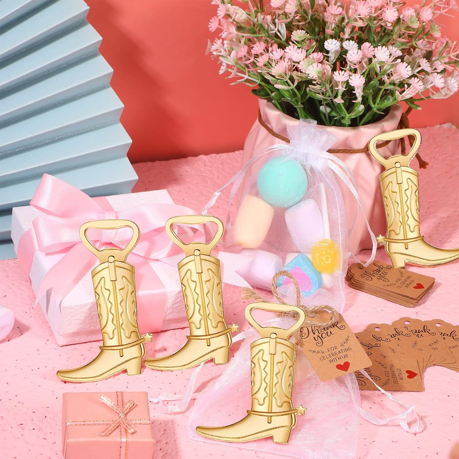 Cowboy Boots Bottle Openers Set Includes Cowboy Beer Bottle Openers White Organza Bags Thank You Tags for Favors and Jute Rope for Guest At Wedding Party baptism gift favors party Cowboy Boots Bottle Openers Set Includes Cowboy Beer Bottle Openers White Organza Bags Thank You Tags for Favors and Jute Rope for Guest At Wedding Party baptism gift favors party