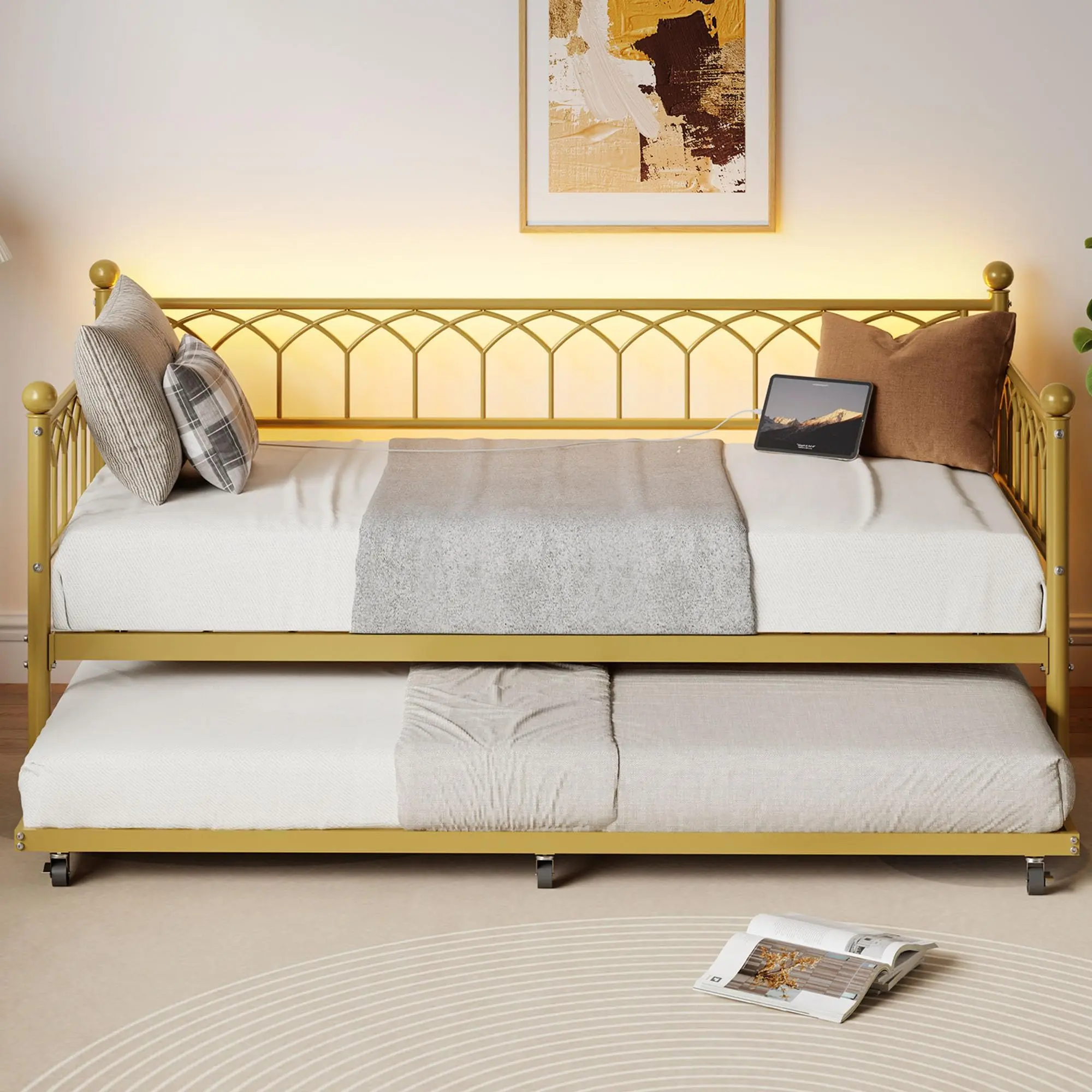 Garvee 2-in-1 Twin Daybed with Pull Out Trundle