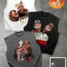 Men's Casual Baggy Loose 3-Piece Tank Top Set Summer Clothes, Original Jewelry Graphic Sleeveless Tattoo Palm Print, Comfortable Breathable, Trendy Daily Wear