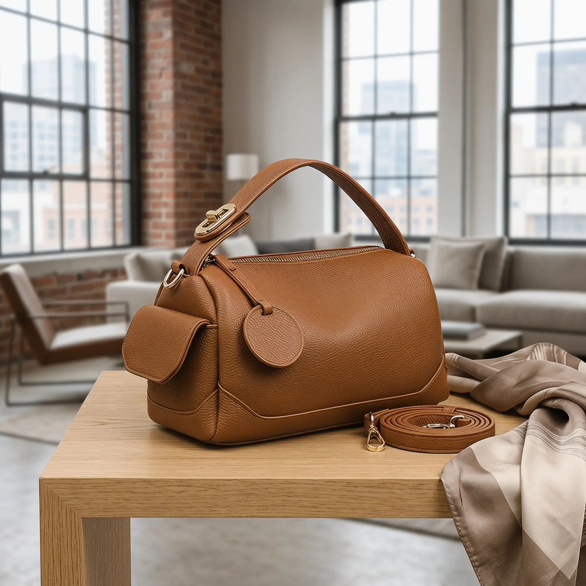 Women's 2026 Y2K Effortless Chic Boston Barrel Bag - Premium Pebbled Leather Crossbody Purse, Niche Design Structured Lunchbox Handbag for Daily Commute & Office Everyday Bags Fashionable Shoulder Bag