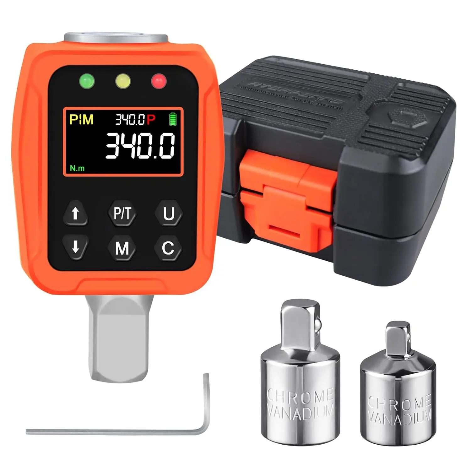 1/2" Digital Torque Adapter - 12.5-250 Ft-Lb, Converts Any 1/2" Ratchet tool to Torque Wrench,  Torque Converter with 3/8" & 1/4" Adapters, Buzzer & LED , for ,  &