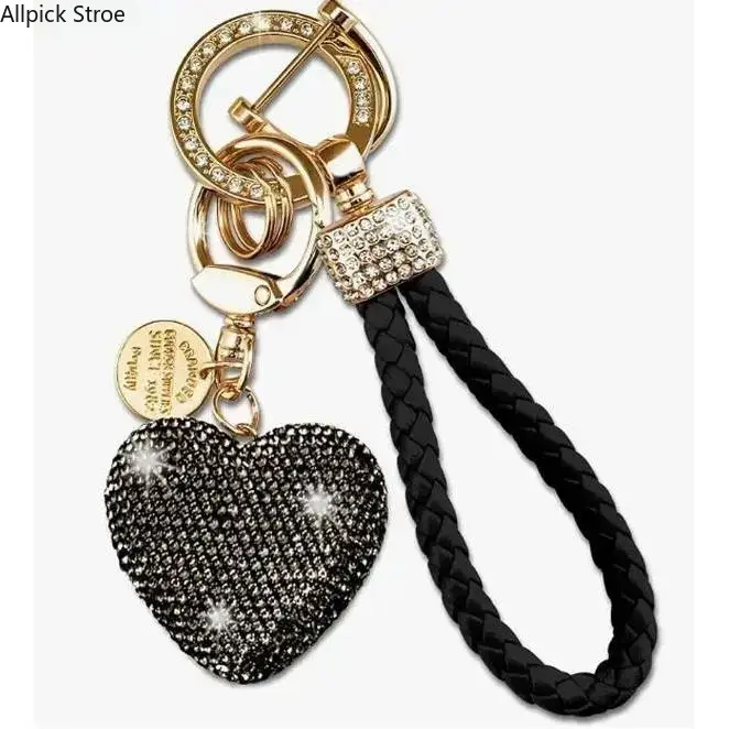 Women's Glitter Rhinestone Heart Keychain Wristlet - Durable Ring Accessory for Casual Bags, Luggage, Backpacks, Handbags, Everyday Carry Gift for Females, Bag Charm