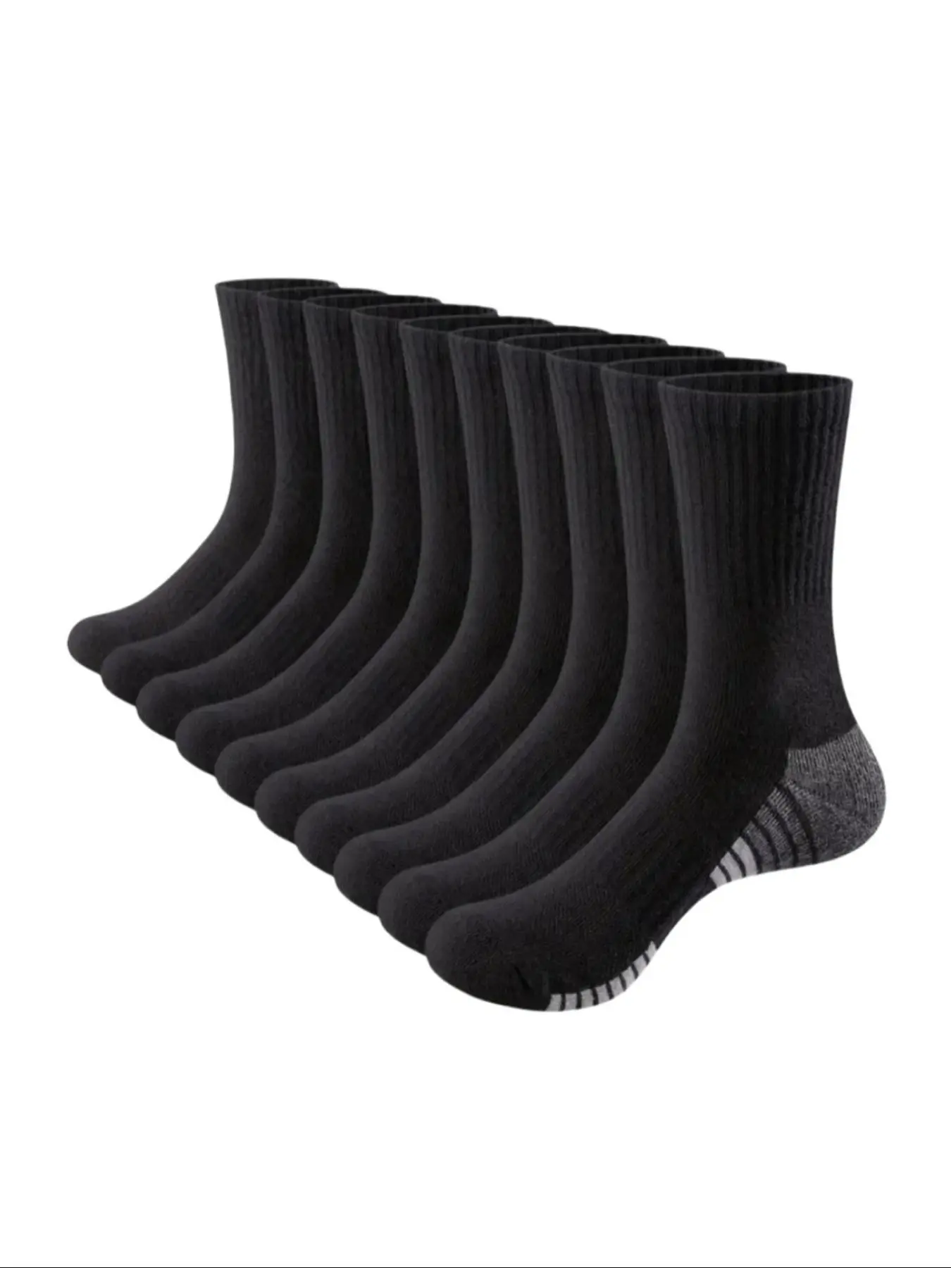10 Pairs Teen Long Tube Socks, Men's Solid Mid-Calf Sports Socks, Basketball Socks, Student High Calf Socks, Unisex Casual Wear, Athletic Tube Socks, Youth Athletic Socks