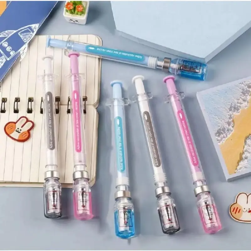 Syringe-Shaped Gel Pens, Funky 0.5mm Fine Point College School Supplies, Fun Desk Supplies for Back to School Stuff, Student Stationery for Journaling, School Supplies College