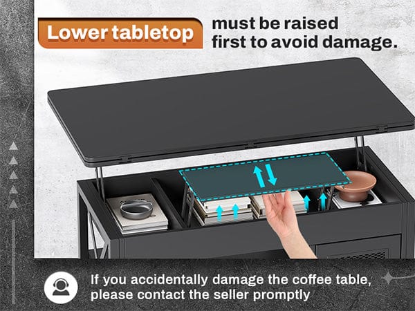 Sikaic 40in Lift Top Coffee Table Black