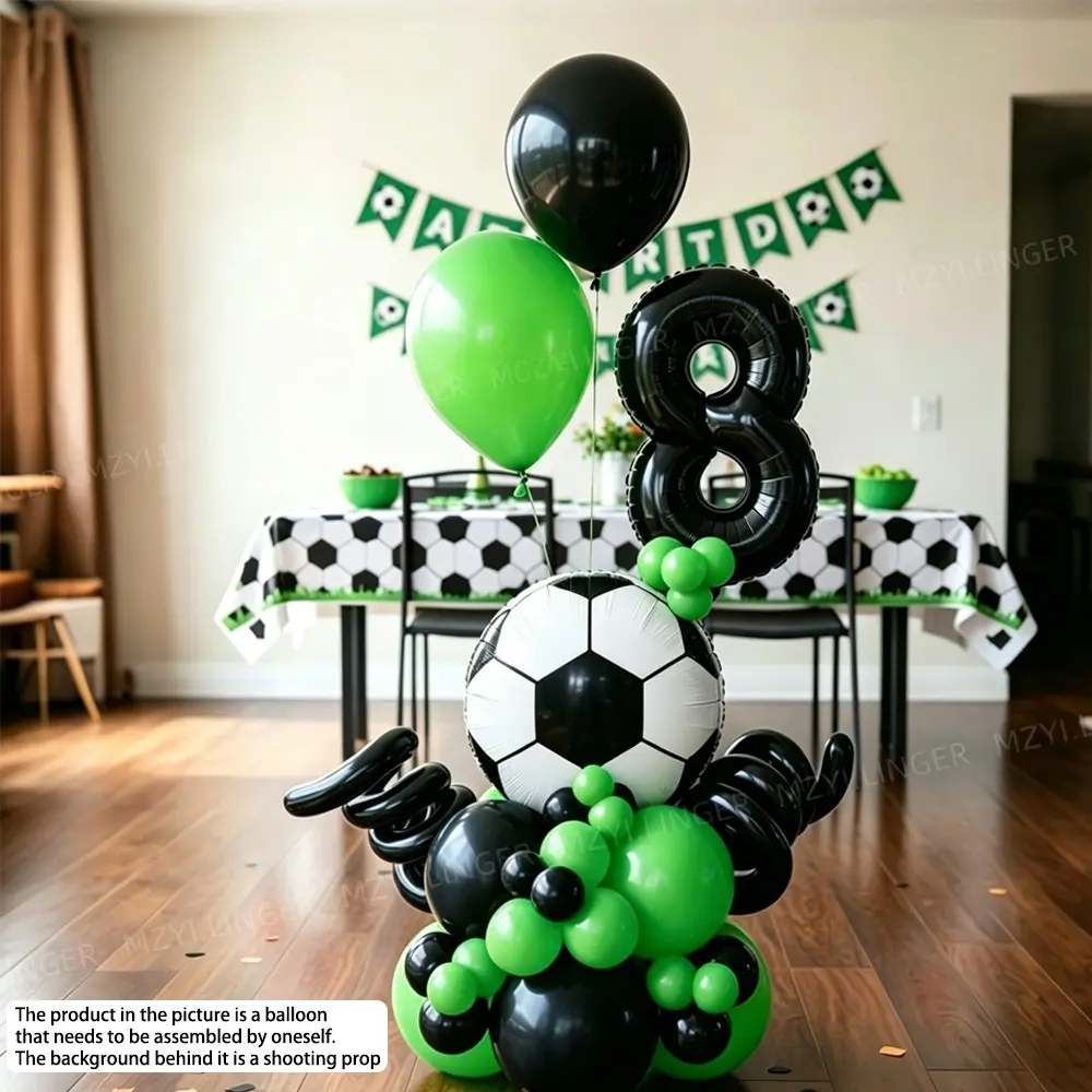 30pcs Soccer Theme Balloons Set, Balloons, 16-Inch Number Balloons, Sports Birthday Party Decor, Boy Football Event Decoration, Latex Balloons, Balloon Decorations Kit