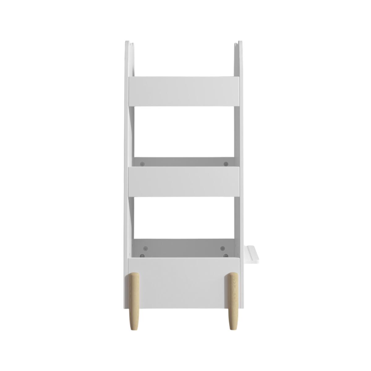 Kids Bookshelf with Chalkboard Side – Bear-Shaped Wooden Bookcase with 3-Tier Storage, Drawing Board for Toddlers, Toy and Book Organizer for Playroom or Bedroom – White