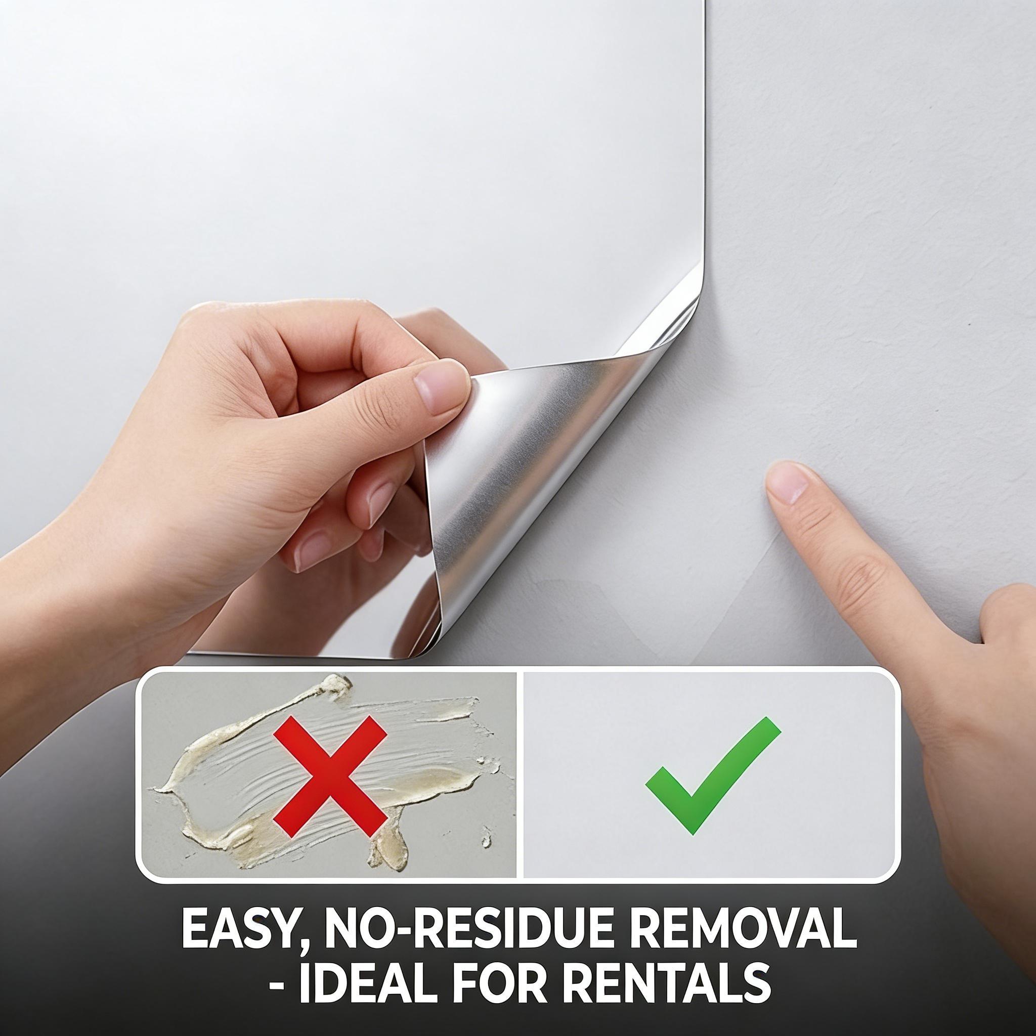 20×40 inch Self - adhesive Soft Glass Mirror Sticker with Backing Tape! Ideal for self - service areas, glass doors, and home use, especially bedrooms. With easy installation, it offers high - quality reflection, serving as a full - length mirror.