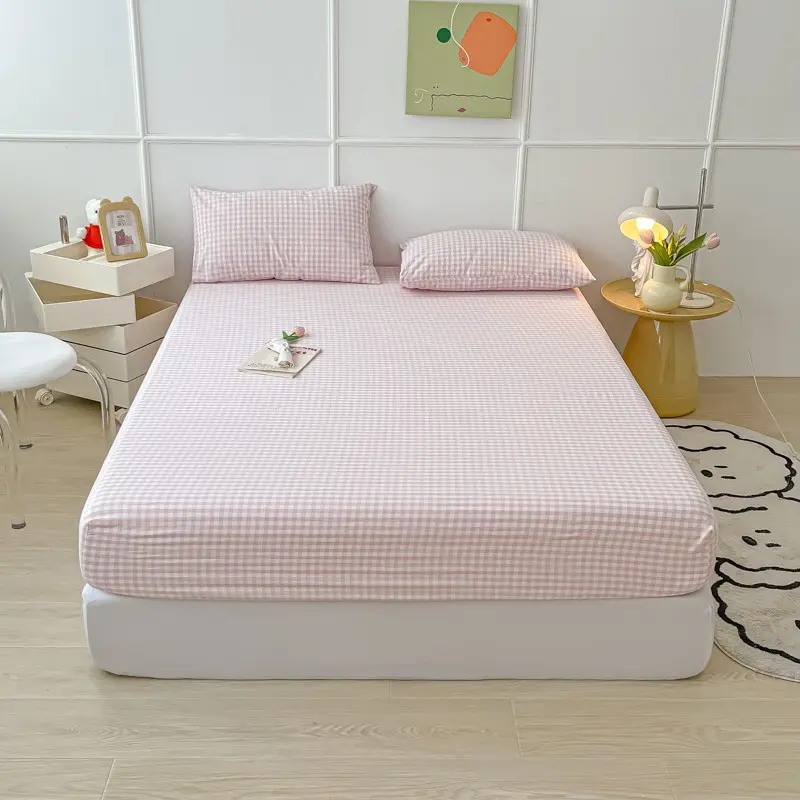 3pcs Plaid Bed Sheet Set, Includes 1 Mattress Cover + 2 Pillowcases, Soft Comfortable Breathable Sheets, Dustproof Non-Slip Single Double Queen King size, Bedsheet Sets