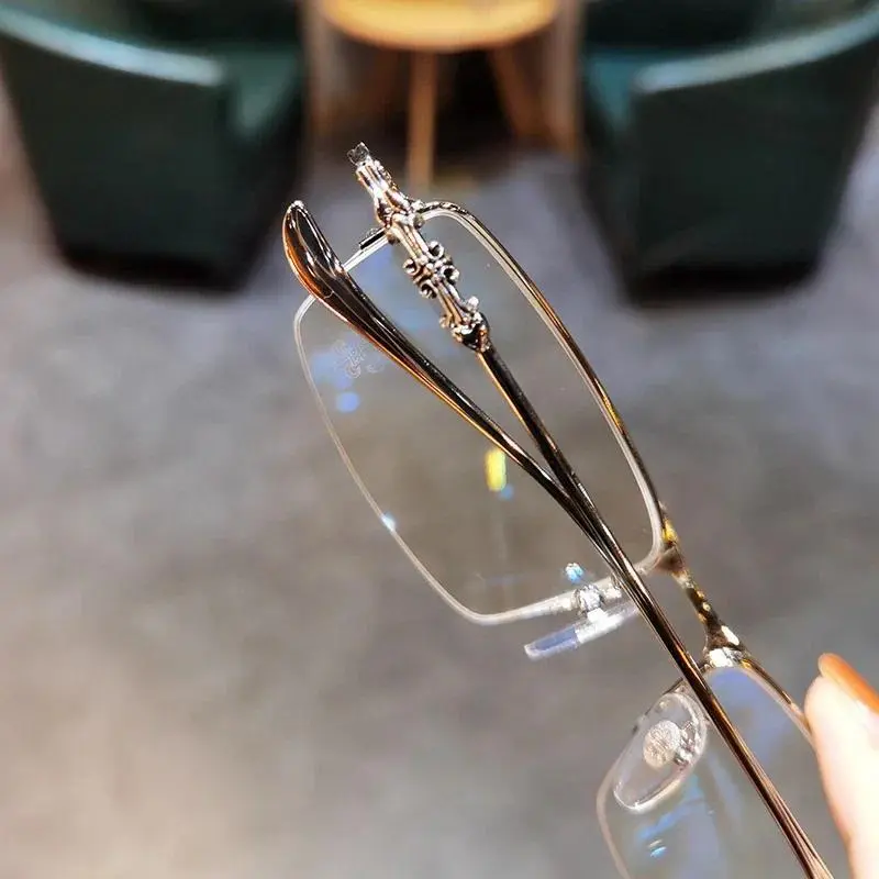 0 To -6.0 Myopia Glasses Anti Blue Light/ Photochromic  Versatile Men's Business Glasses Half Frame Myopia Glasses