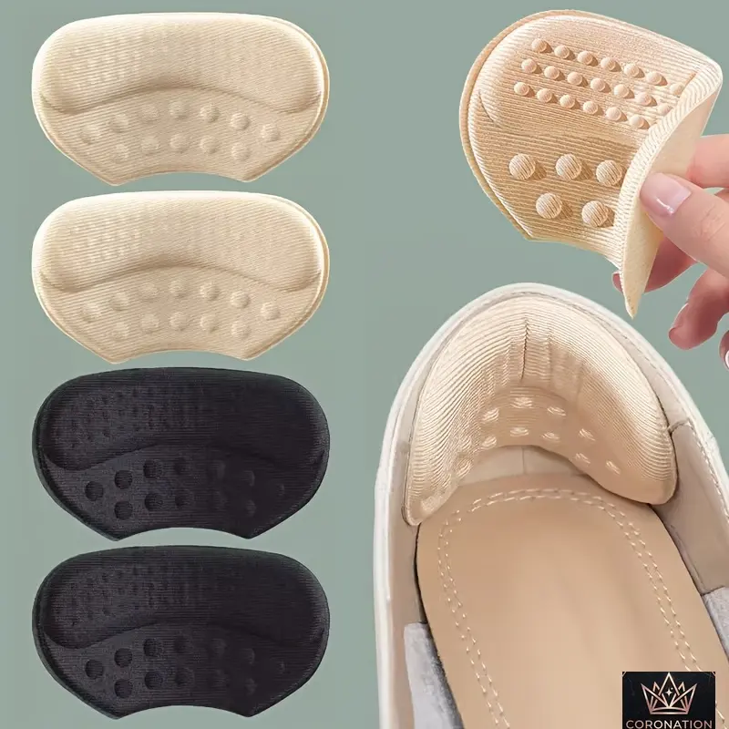 4 Pack Self Adhesive Heel Pads for Women Men, Soft Cushion Shoe Inserts for Loose Oversized Shoes, Non Slip Heel Grips with Anti Blister Protection, Comfortable Foot Care Accessories for Sneakers, Boots, Flats & Daily Walking