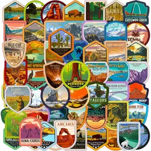 [Adventure-Themed Stickers] U.S. National Parks & State Travel Stickers | Outdoor Adventure, Camping & Hiking Decorations - Halloween, Christmas, Birthday, Wedding & School Supplies