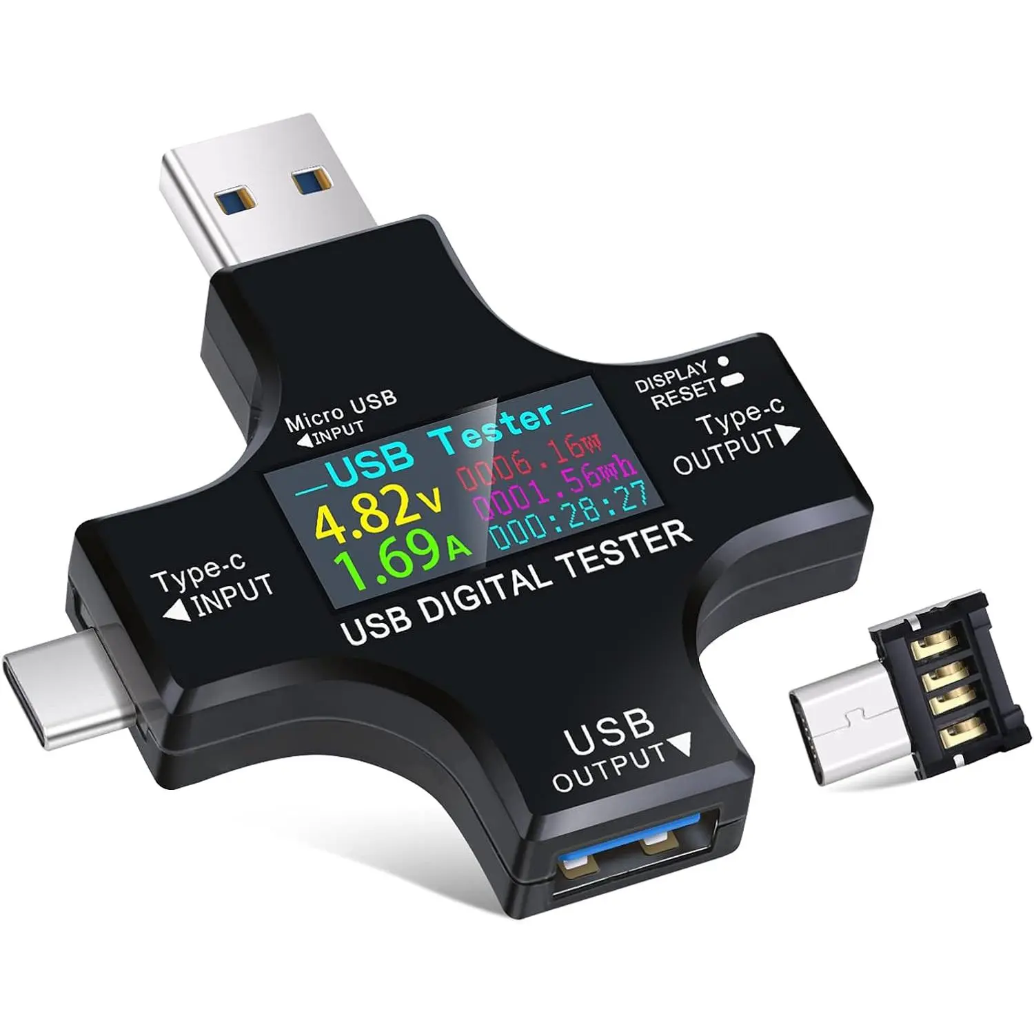 USB C Power Meter Testers,  2 in 1 Type C USB Tester Color Screen LCD Digital Multimeter, USB C  Current Voltmeter Amp  Ammeter Detector USB  Charger  DC3.6-30V/0-5.1A