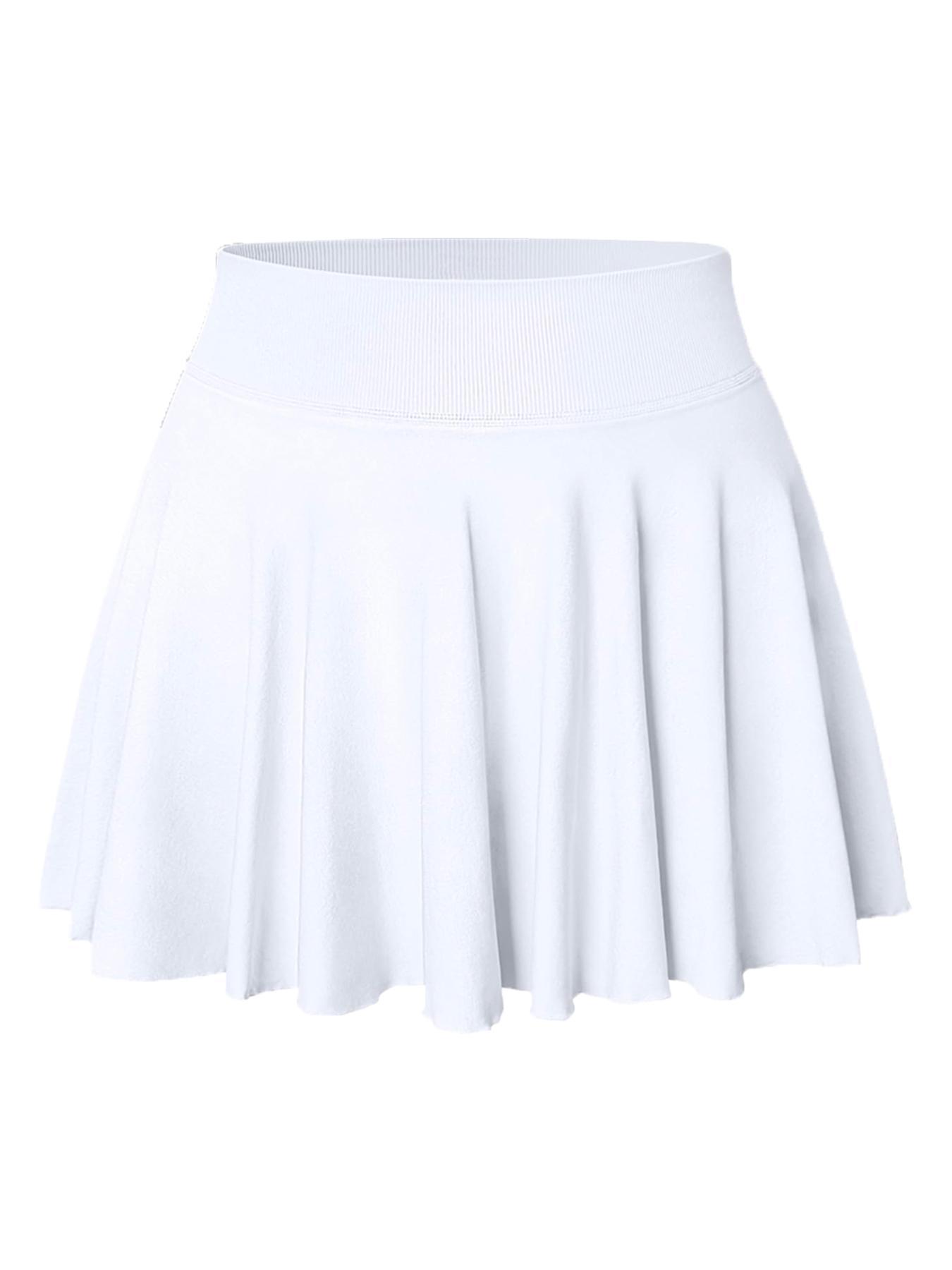 Women's Solid Color 2 in 1 High Waist Sports Skort, Comfy Breathable Skort for Tennis Golf, Ladies Sportswear for All Seasons Lightweight Athletic Skirts