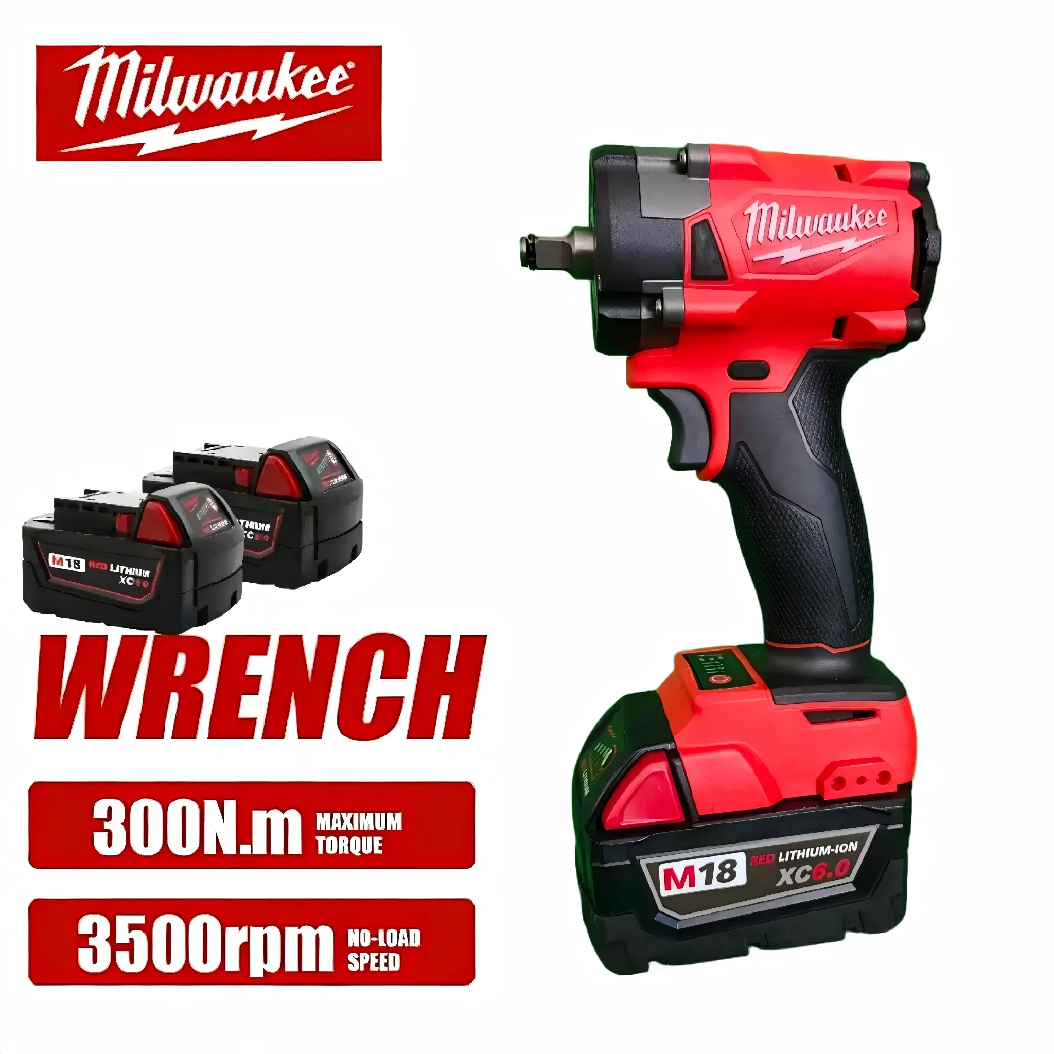 Milwaukee M18 Cordless High Torque Impact Wrench Kit - 3/8" Drive, 300 Nm Compact Work Tool, 18V Battery-Compatible, 0-2300 RPM for Auto Repair Mechanics, Tools and Gadgets for DIY Maintenance & Mechanical Repairs
