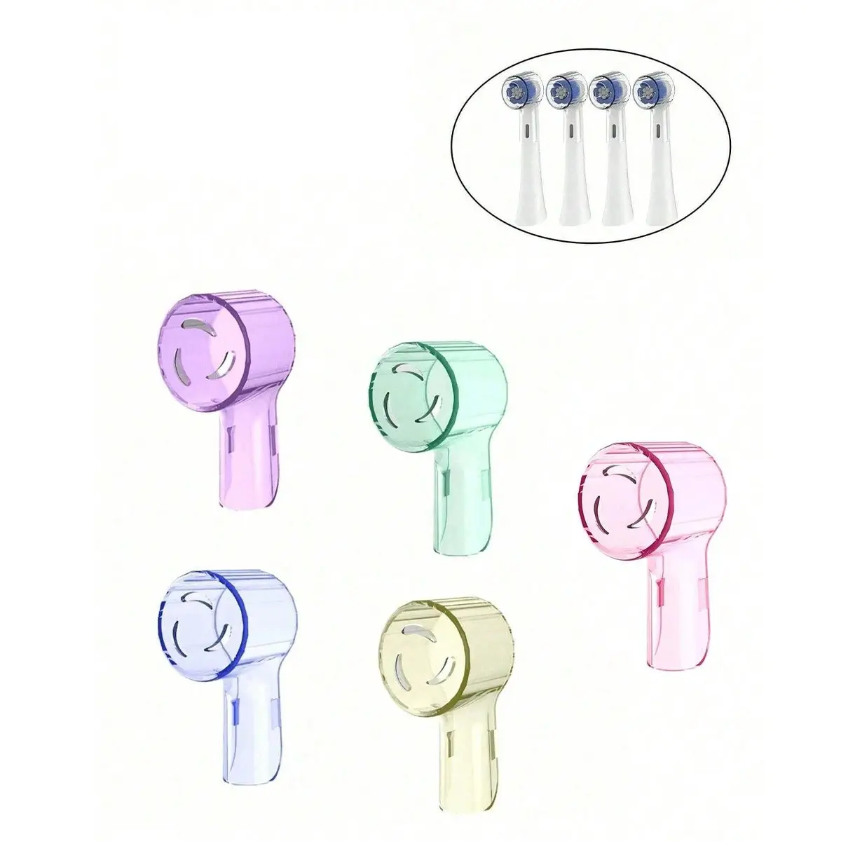 5-Pack Electric Toothbrush Heads Dust Cover, Reusable Design Protective Cap, Compatible with Dual Clean Trizon Pulsonic, Travel & Home Use