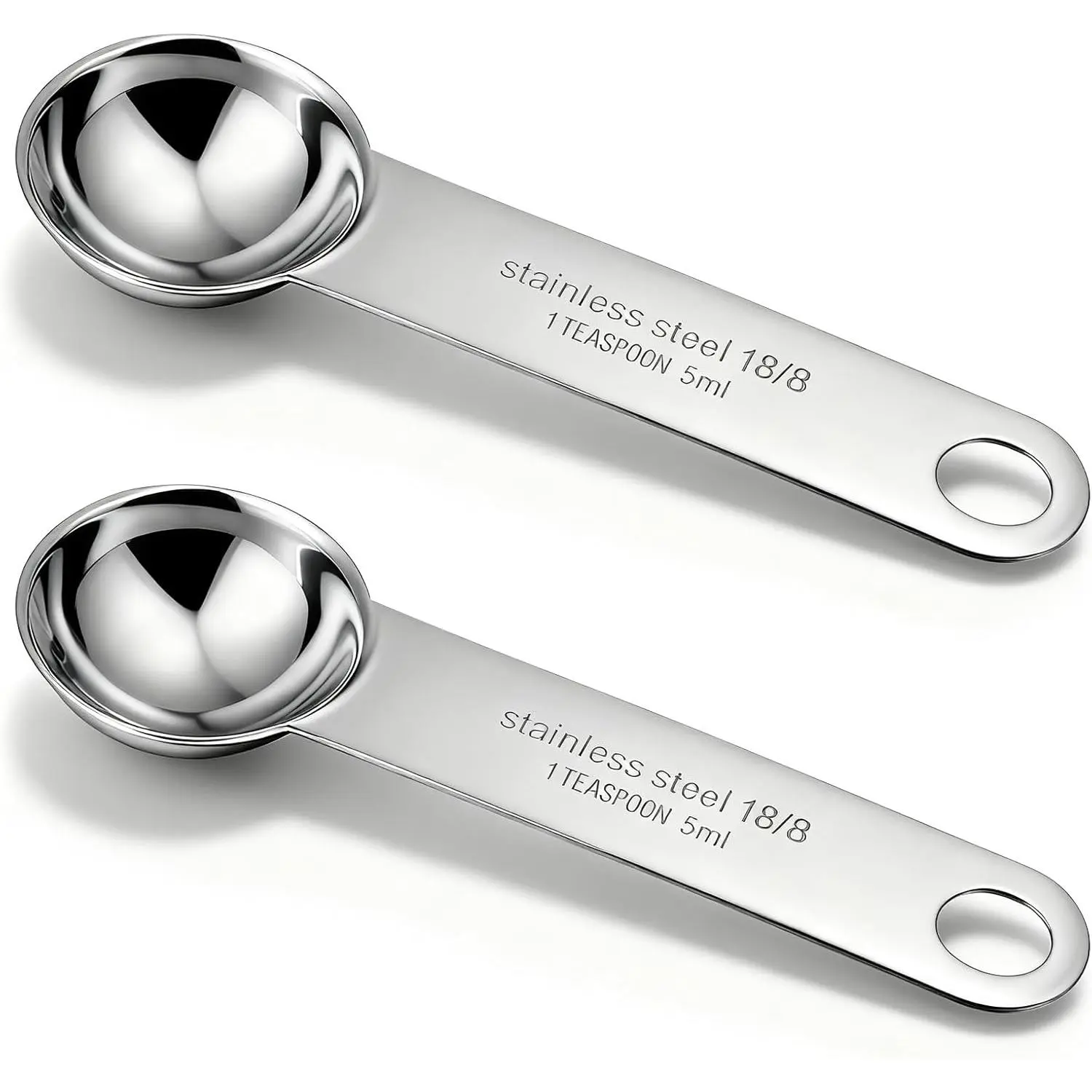 2 count Stainless Steel 1 Teaspoon Measuring Spoons 1/3tbsp Tablespoon Measurings Individual Measuring Scoop 5 mL Single Teaspoons Metal Measurings Spoons Long Handle Spoon for Kitchen  Coffee